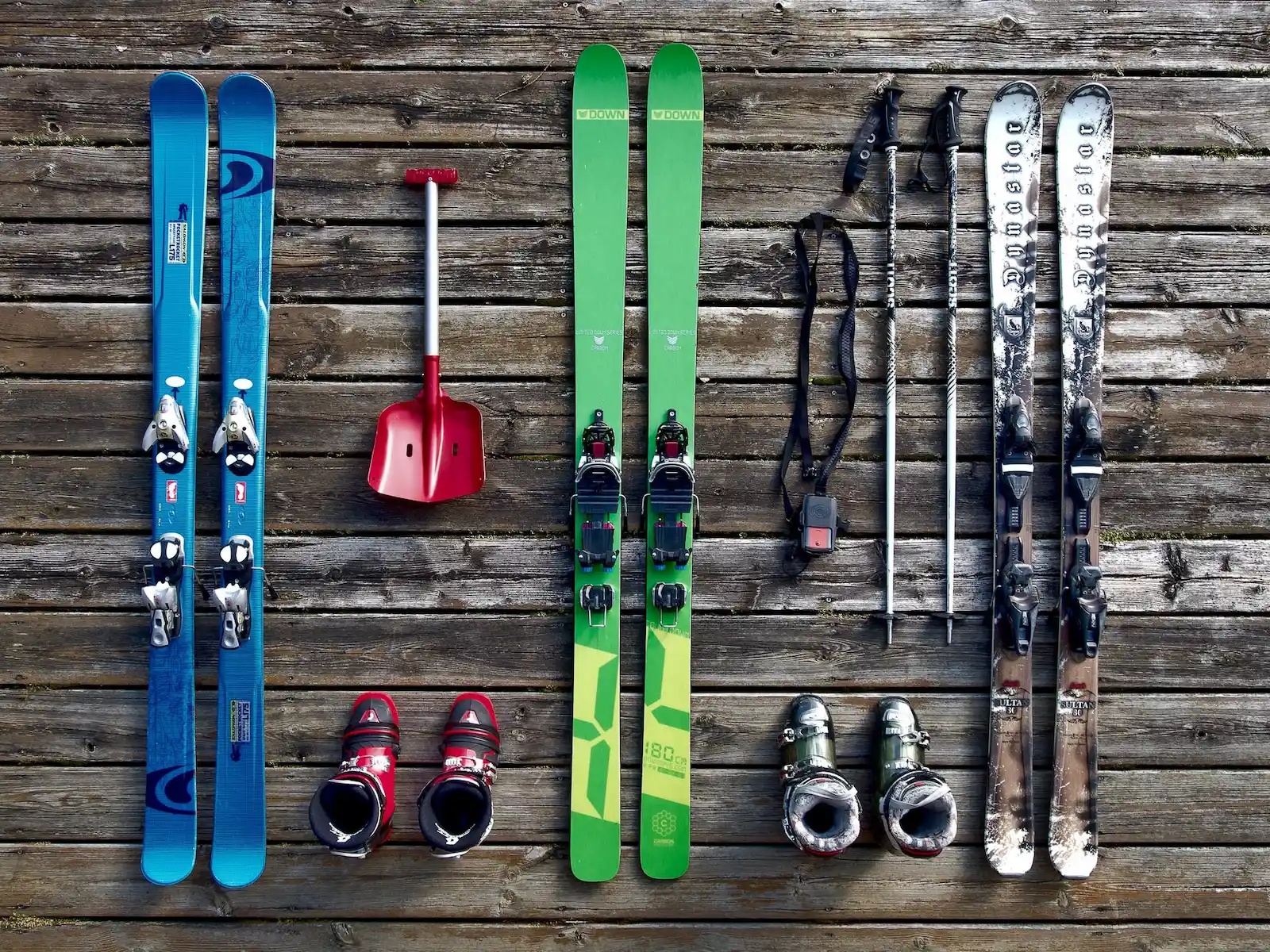 Ski tour gear flatlay