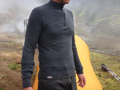 merino woolpower top by tent on camping trip