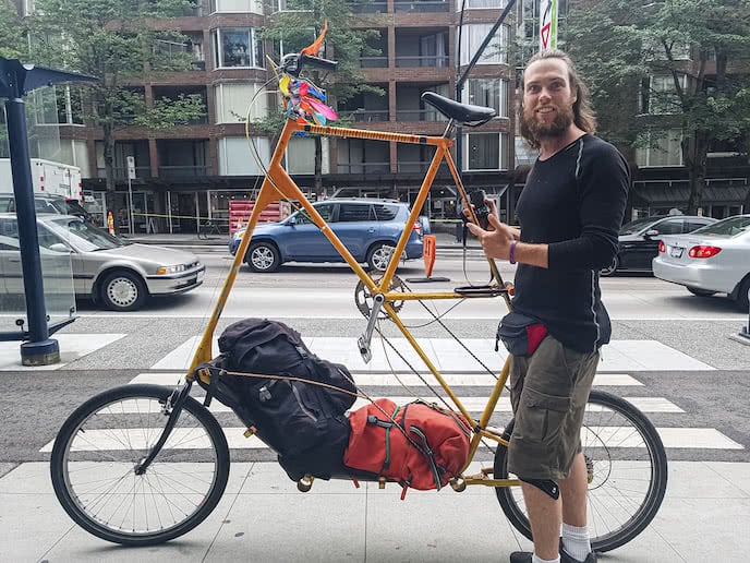 unusual custom road bike for long distance cycle touring